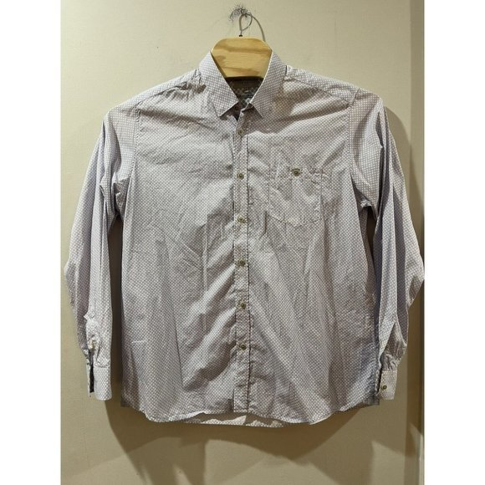 Ted Baker London Light Blue Subtle Print Button Down Top Size‎ 6 XXL